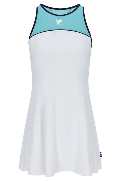 Aqua Women’s Jersey Dress with Inner Shorts - White/Aqua