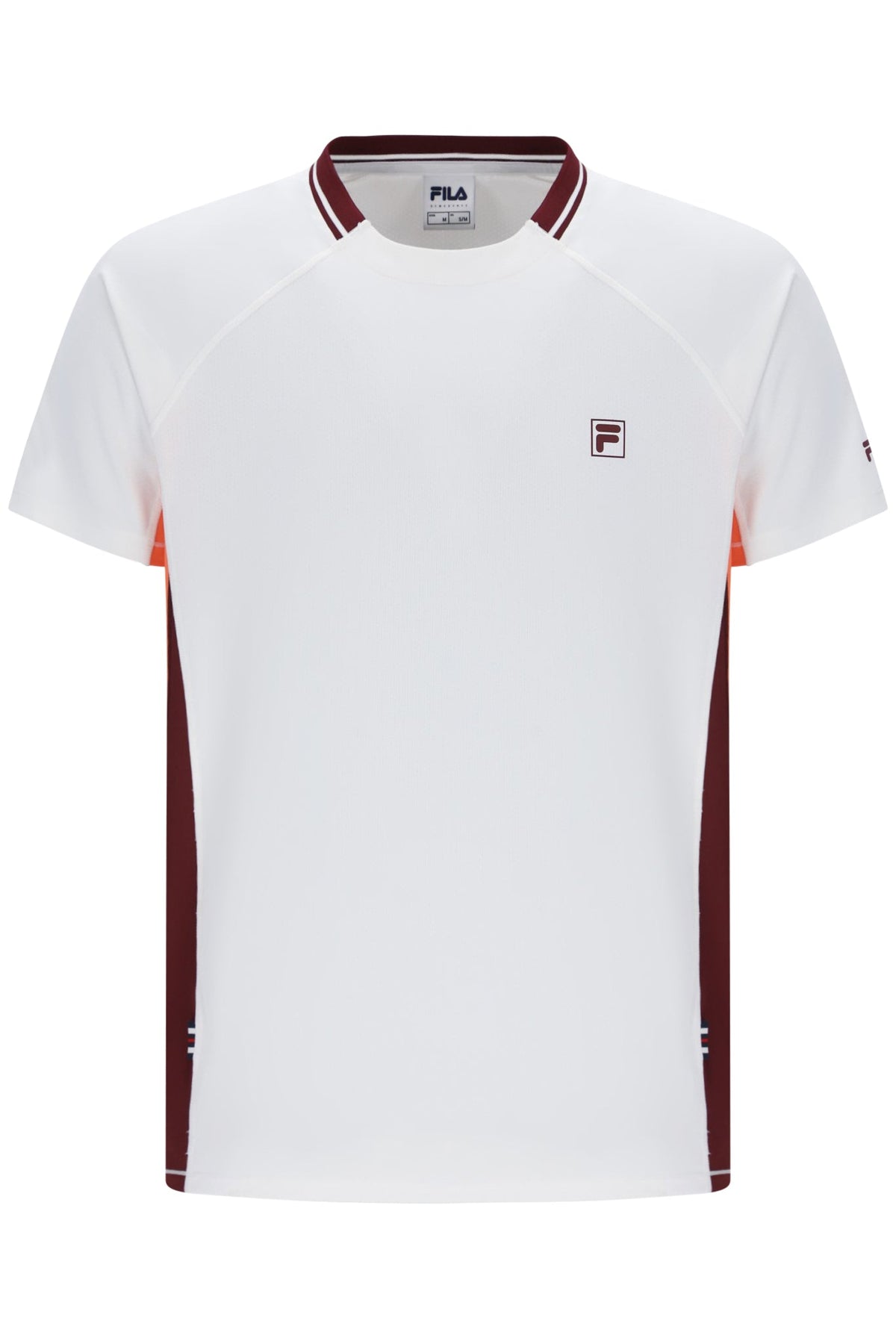 White Men’s Round Neck Tennis T-Shirt - White/Orange