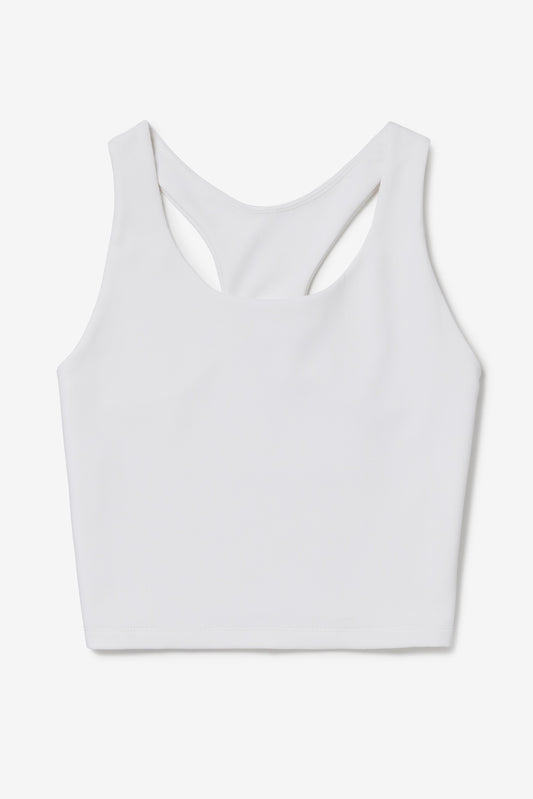 White Cross Court Long Line Bra Top - White