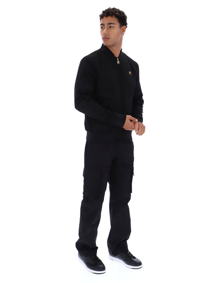Black Dean Full Zip Faux Suede Jacket - Black