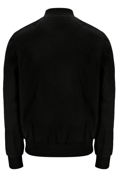 Black Dean Full Zip Faux Suede Jacket - Black