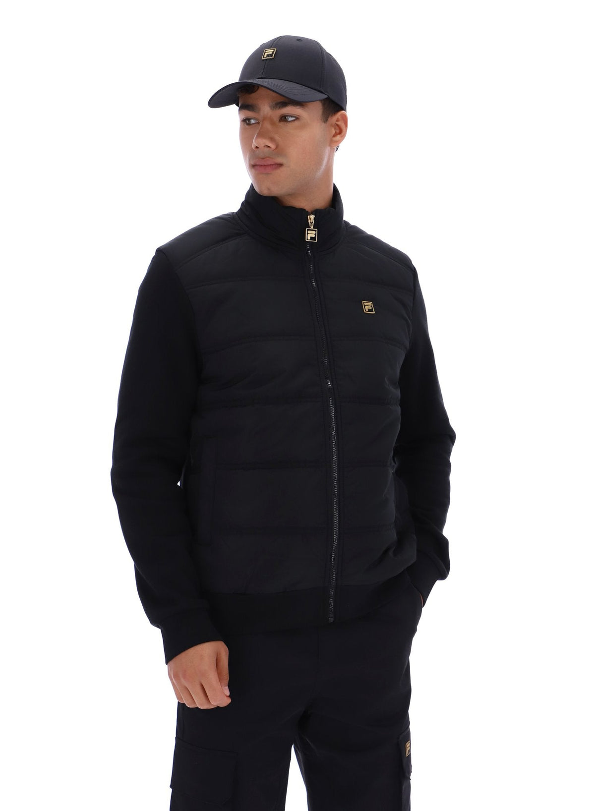 Black Jerry Full Zip Padded Jacket - Black