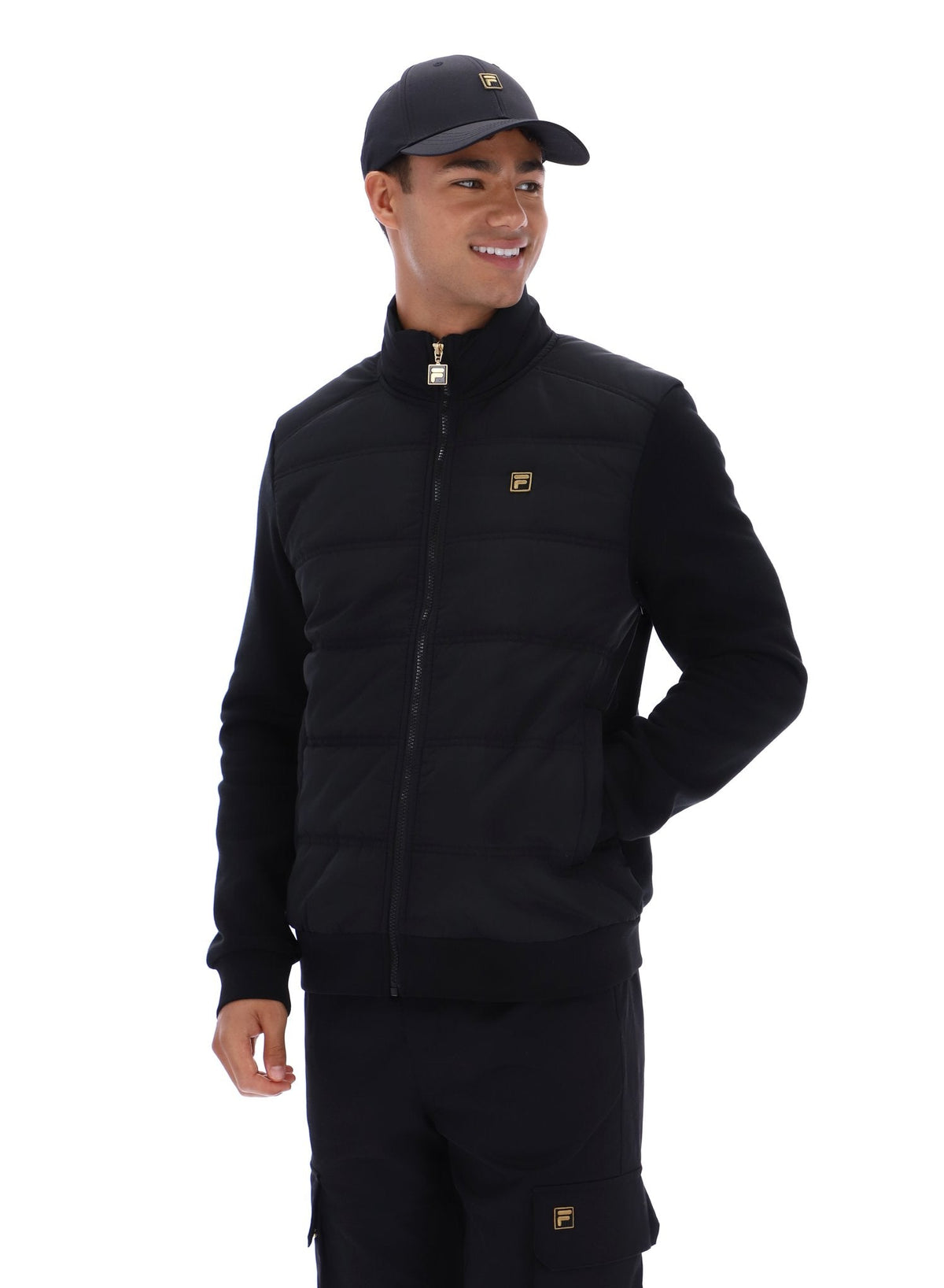 Black Jerry Full Zip Padded Jacket - Black