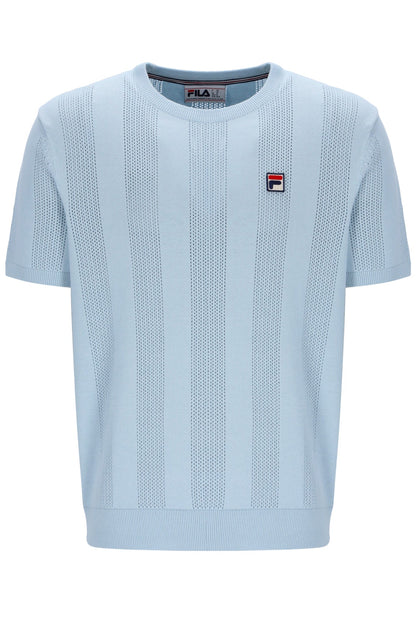 Skyway Corrado Knitted Panel Tee - Calming Baby Blue
