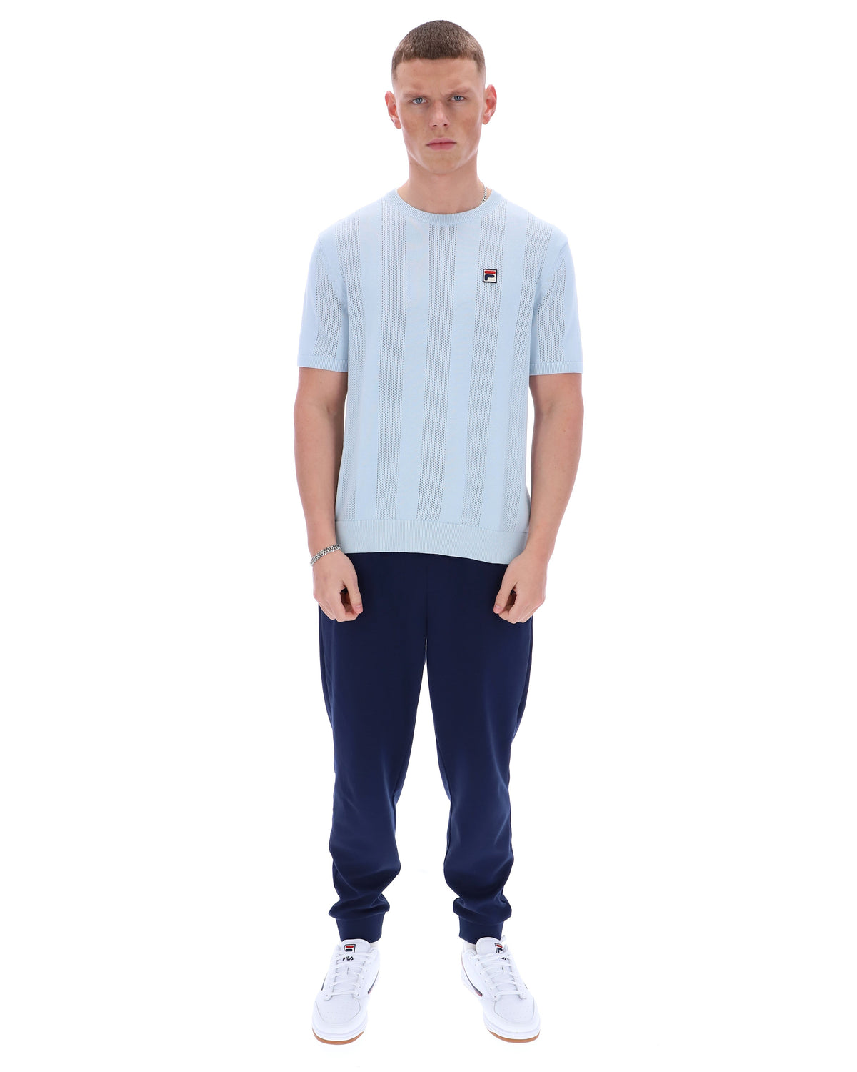 Skyway Corrado Knitted Panel Tee - Calming Baby Blue