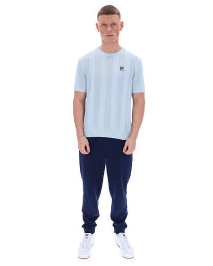 Skyway Corrado Knitted Panel Tee - Calming Baby Blue