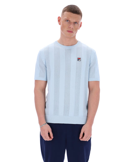 Skyway Corrado Knitted Panel Tee - Calming Baby Blue