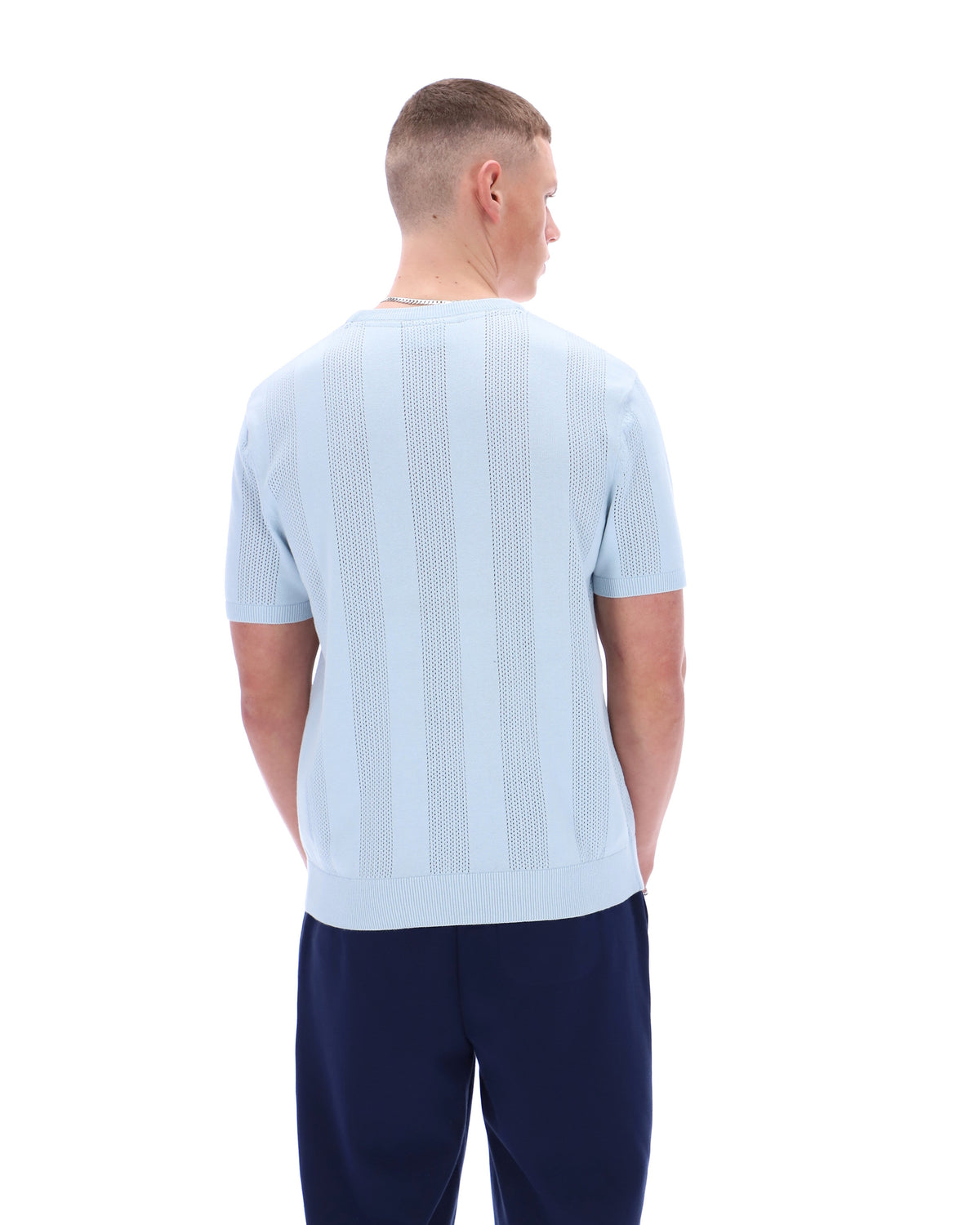 Skyway Corrado Knitted Panel Tee - Calming Baby Blue