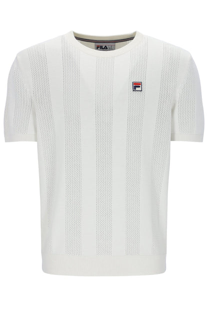 Gardenia Corrado Knitted Panel Tee - Neutral Off White