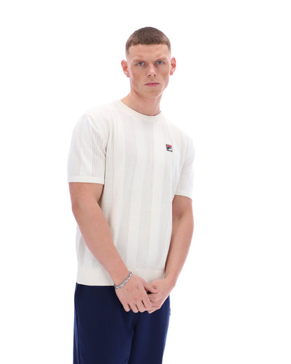 Gardenia Corrado Knitted Panel Tee - Neutral Off White