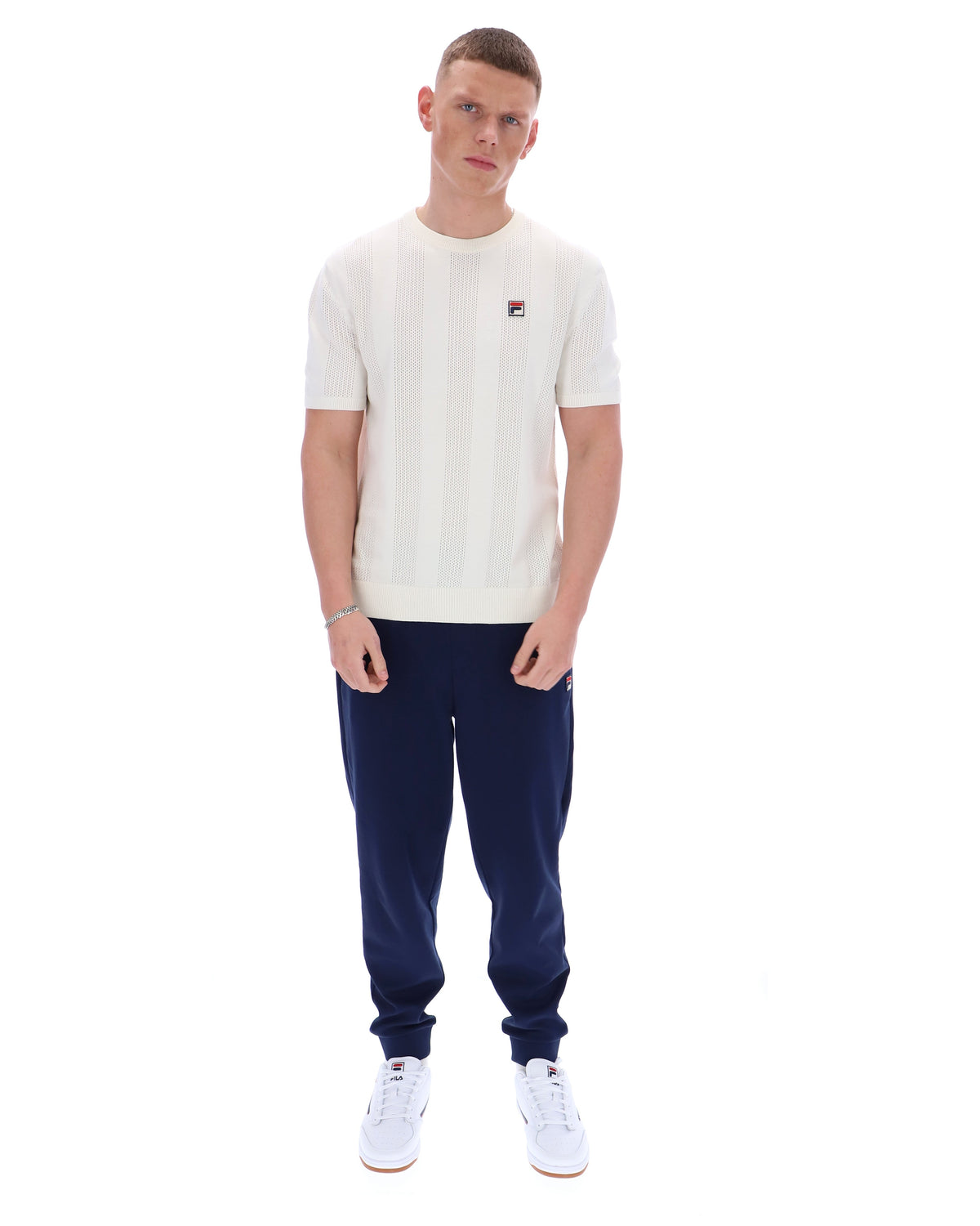 Gardenia Corrado Knitted Panel Tee - Neutral Off White