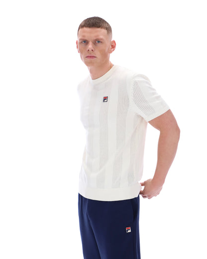 Gardenia Corrado Knitted Panel Tee - Neutral Off White