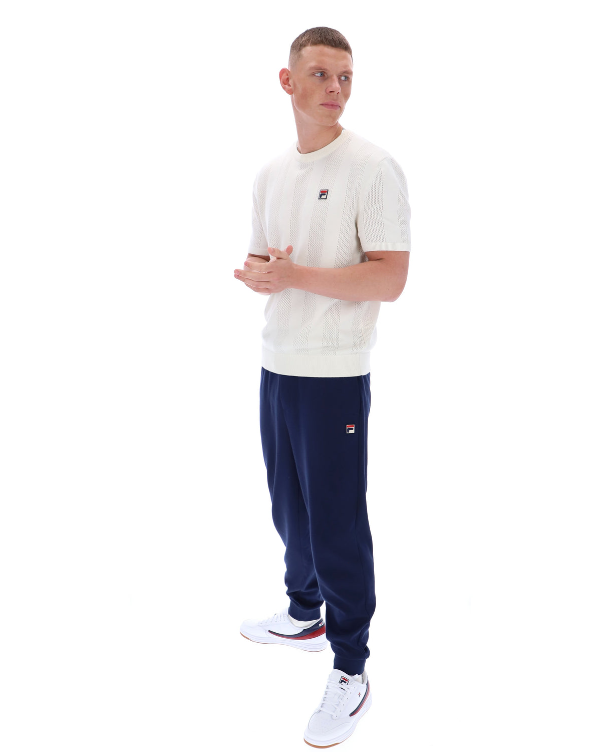 Gardenia Corrado Knitted Panel Tee - Neutral Off White