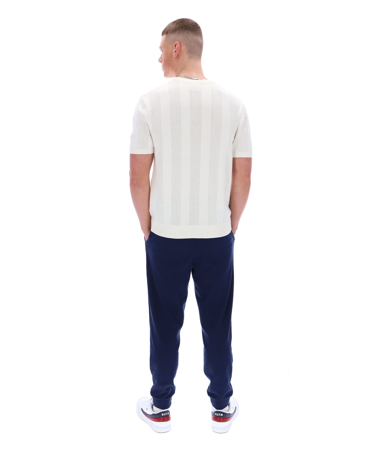 Gardenia Corrado Knitted Panel Tee - Neutral Off White