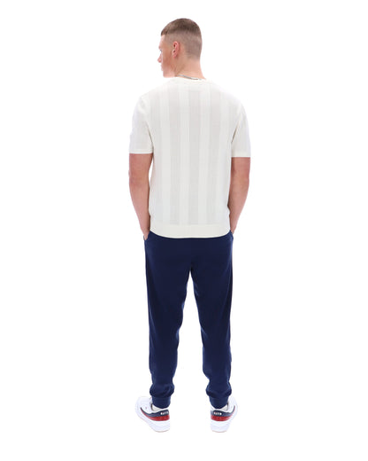Gardenia Corrado Knitted Panel Tee - Neutral Off White