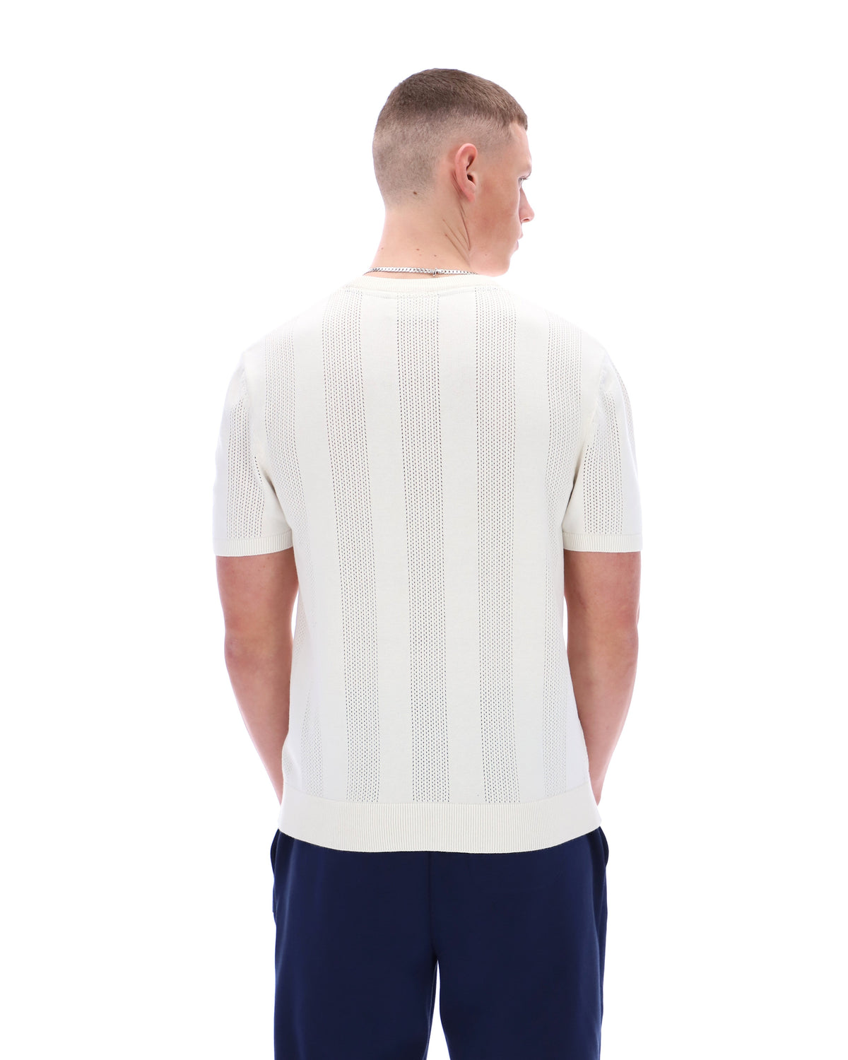Gardenia Corrado Knitted Panel Tee - Neutral Off White
