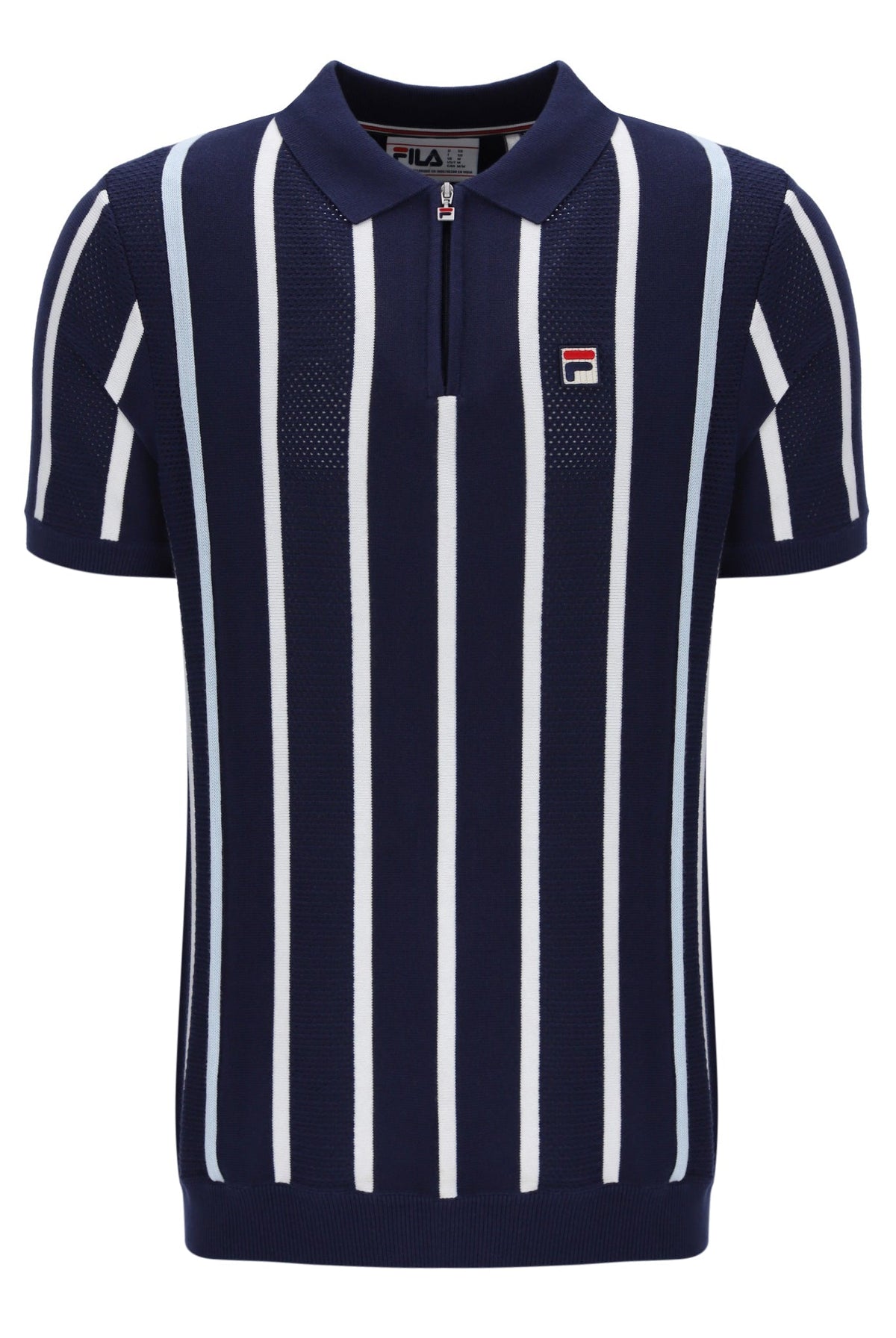 Fila Navy Giorgio Crochet Patchwork Knitted Polo - Navy