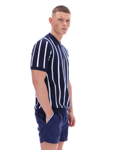 Fila Navy Giorgio Crochet Patchwork Knitted Polo - Navy
