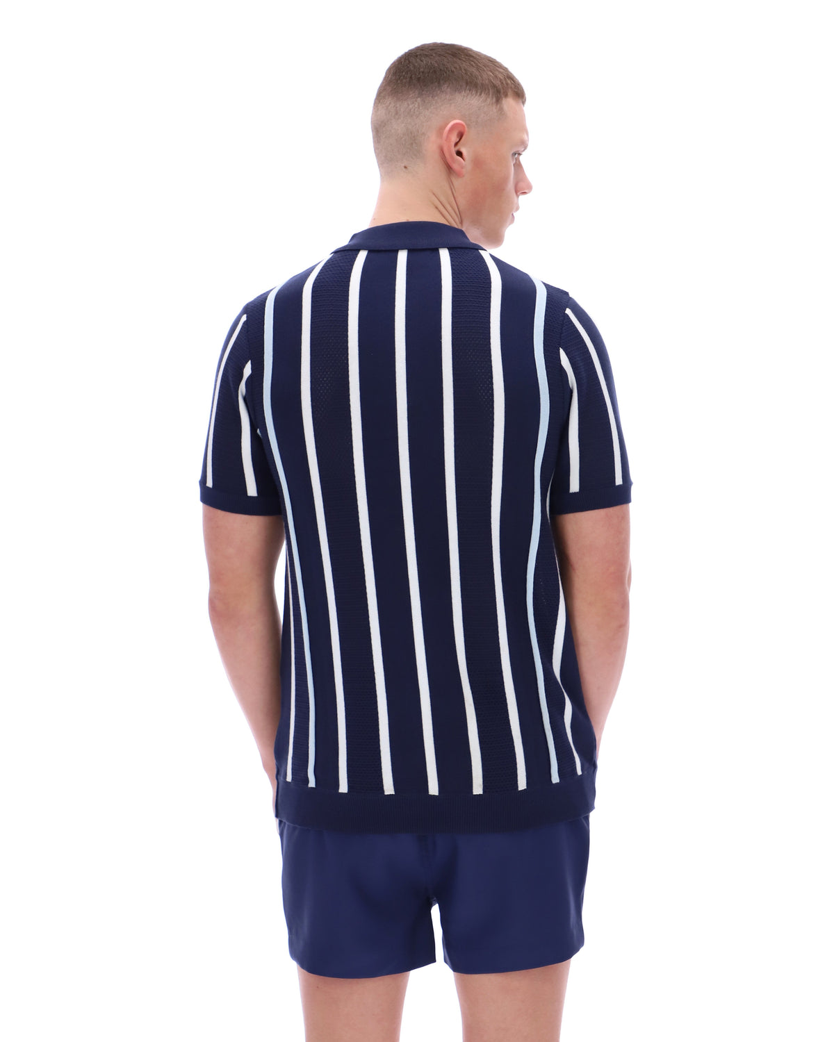 Fila Navy Giorgio Crochet Patchwork Knitted Polo - Navy