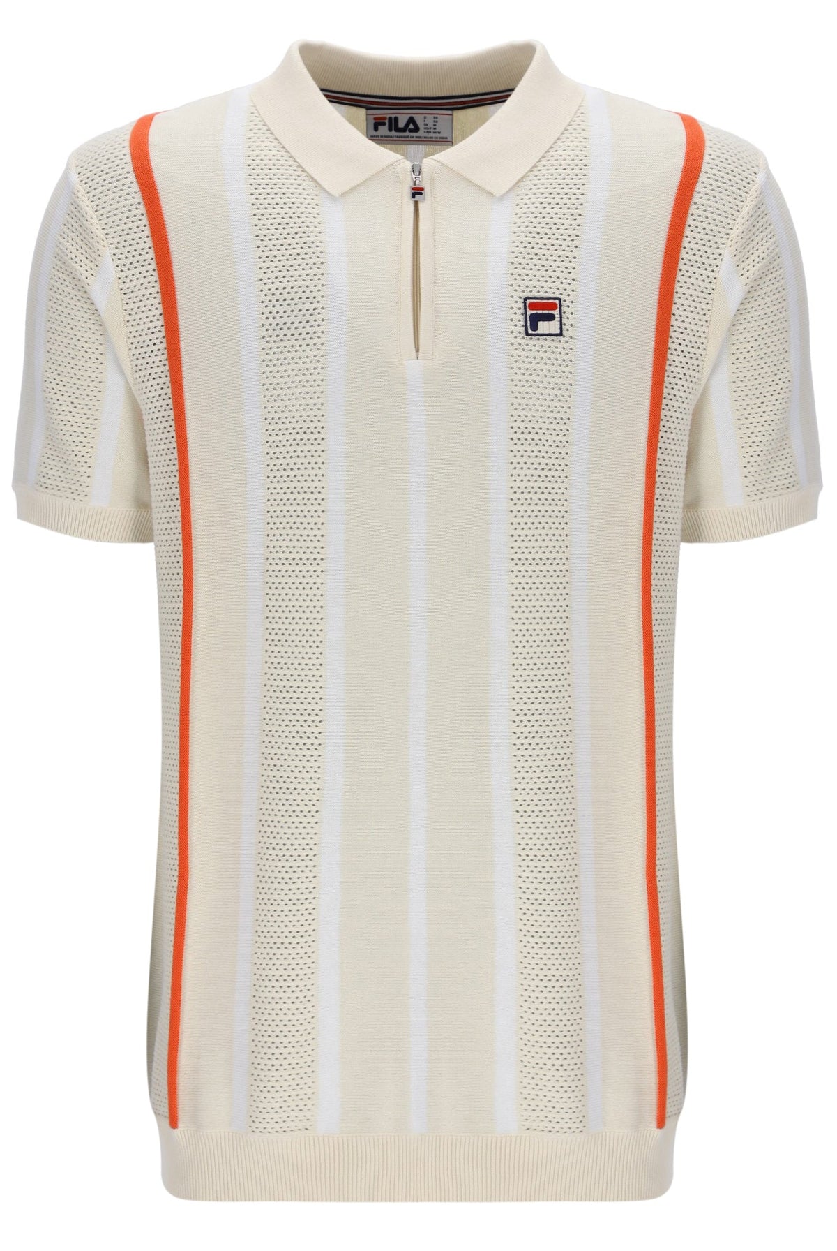 Tapioca Giorgio Crochet Patchwork Knitted Polo - Off White