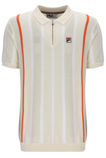 Tapioca Giorgio Crochet Patchwork Knitted Polo - Off White