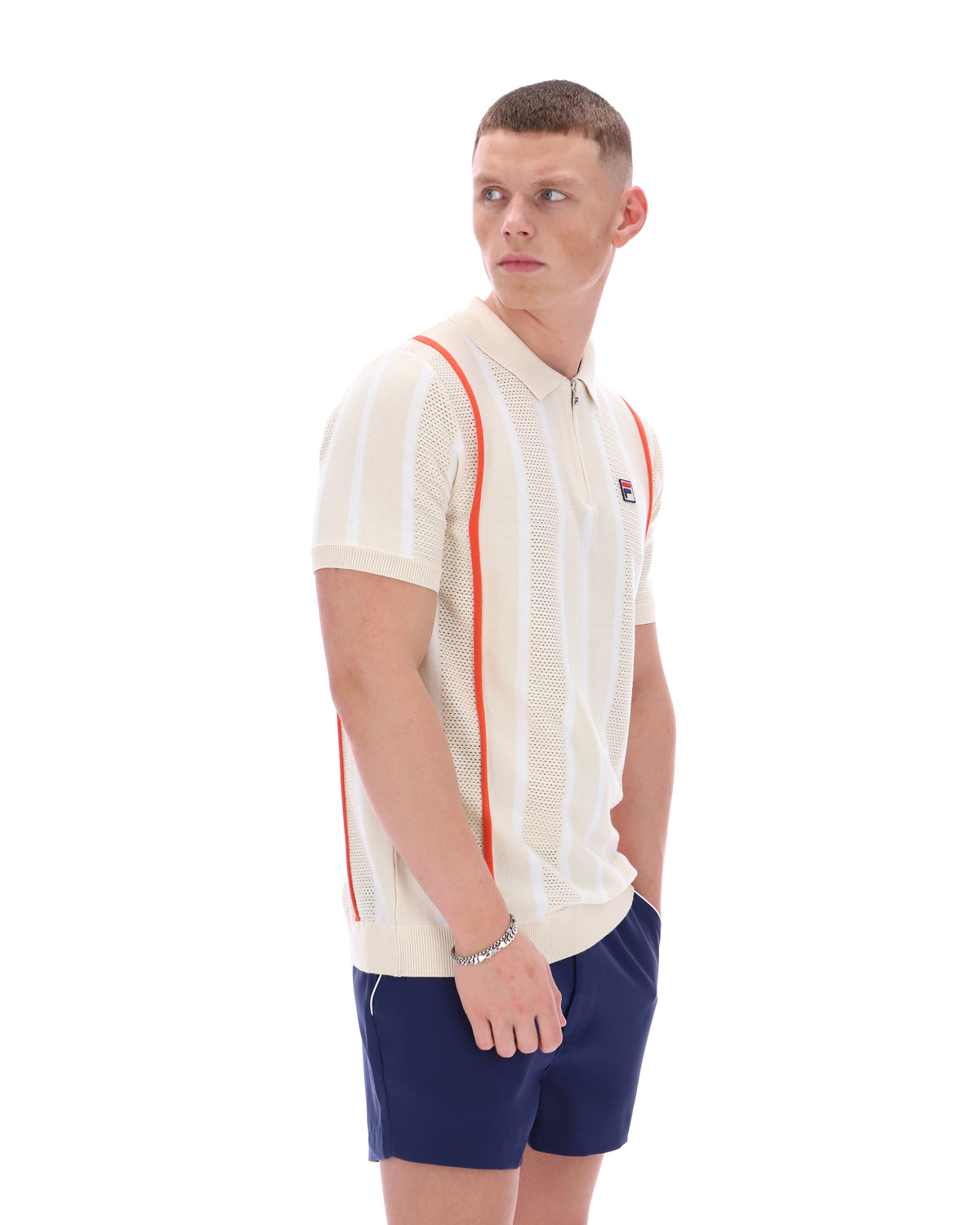 Tapioca Giorgio Crochet Patchwork Knitted Polo - Off White
