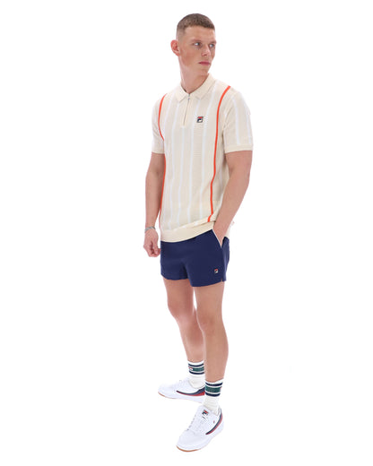 Tapioca Giorgio Crochet Patchwork Knitted Polo - Off White