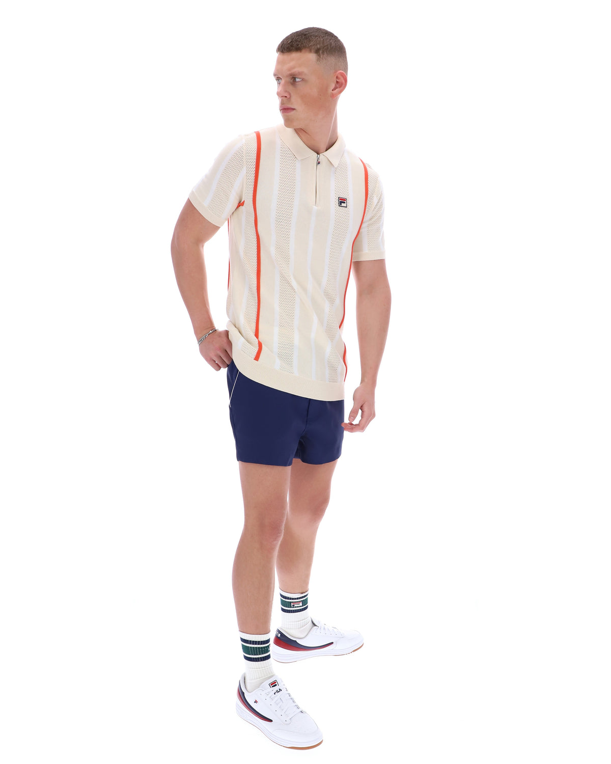 Tapioca Giorgio Crochet Patchwork Knitted Polo - Off White