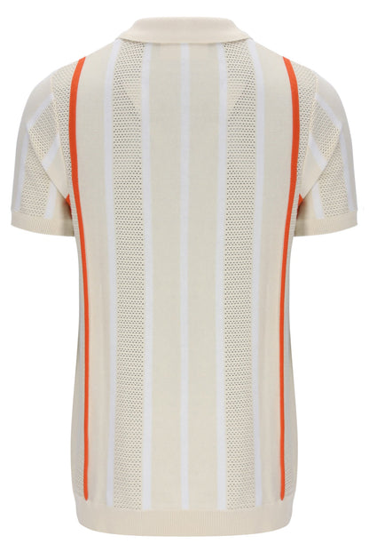 Tapioca Giorgio Crochet Patchwork Knitted Polo - Off White