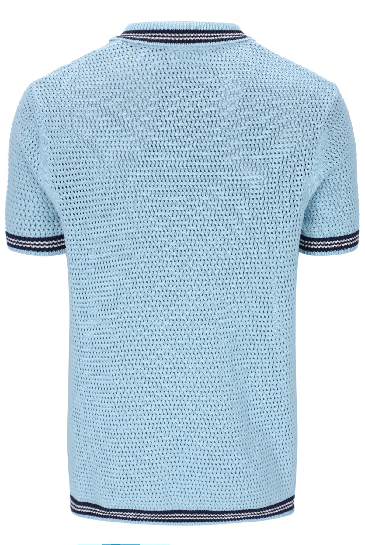 Skyway Domenico Crochet Knitted Shirt with Contrast Tipping - Baby Blue