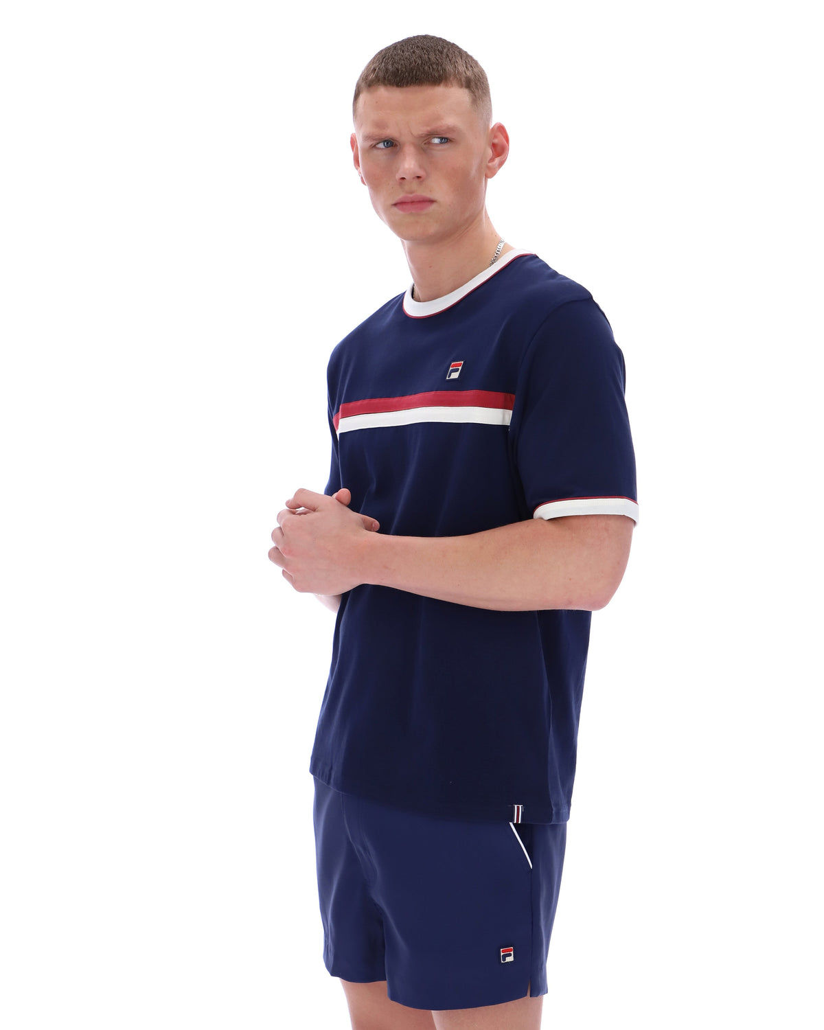 Fila Navy Rosario Tee with Terry Stripes - Navy