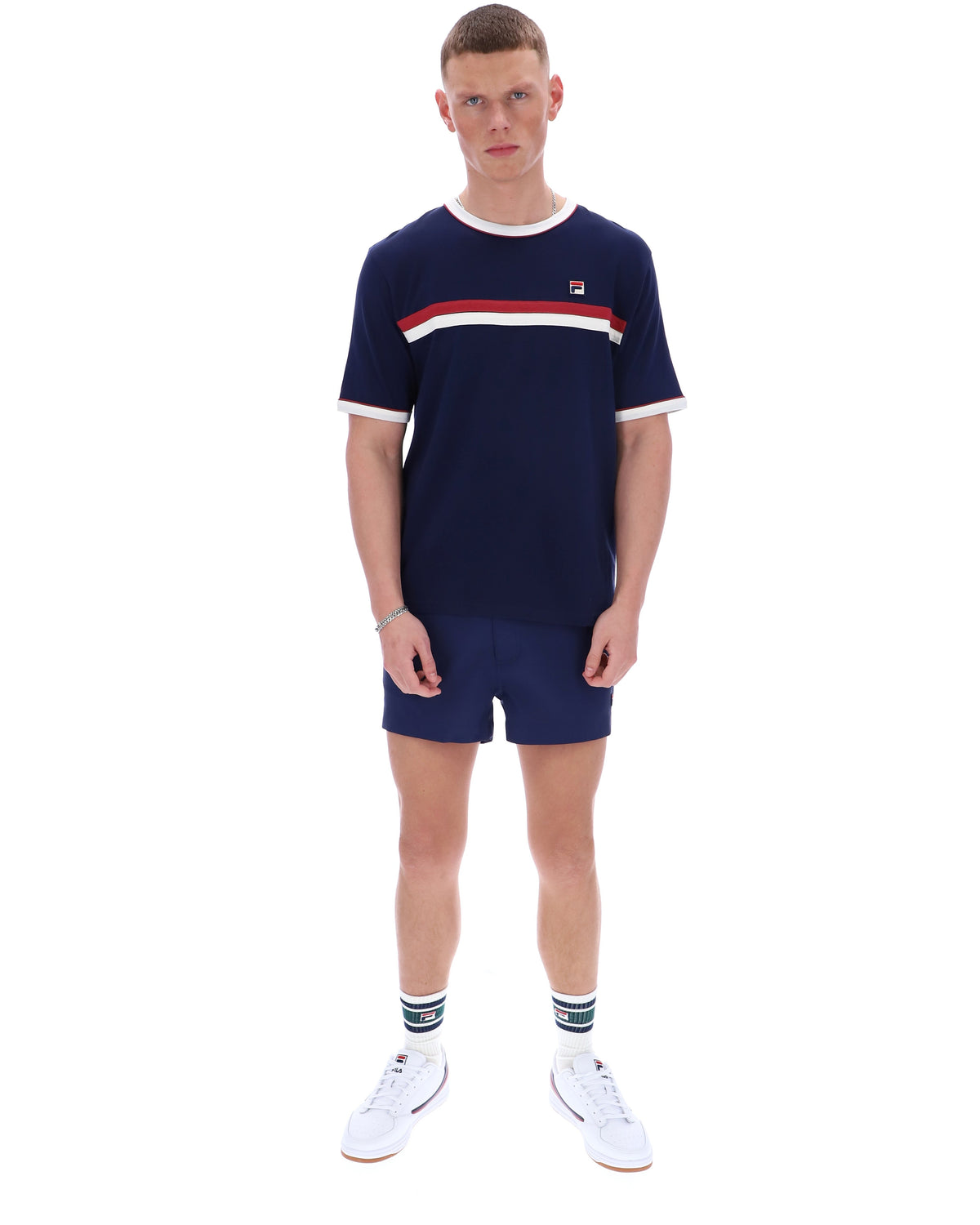 Fila Navy Rosario Tee with Terry Stripes - Navy