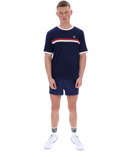 Fila Navy Rosario Tee with Terry Stripes - Navy