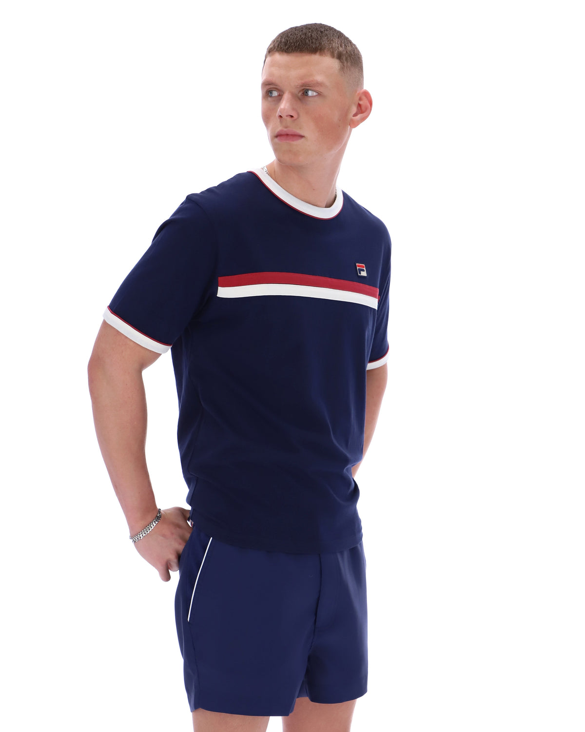 Fila Navy Rosario Tee with Terry Stripes - Navy