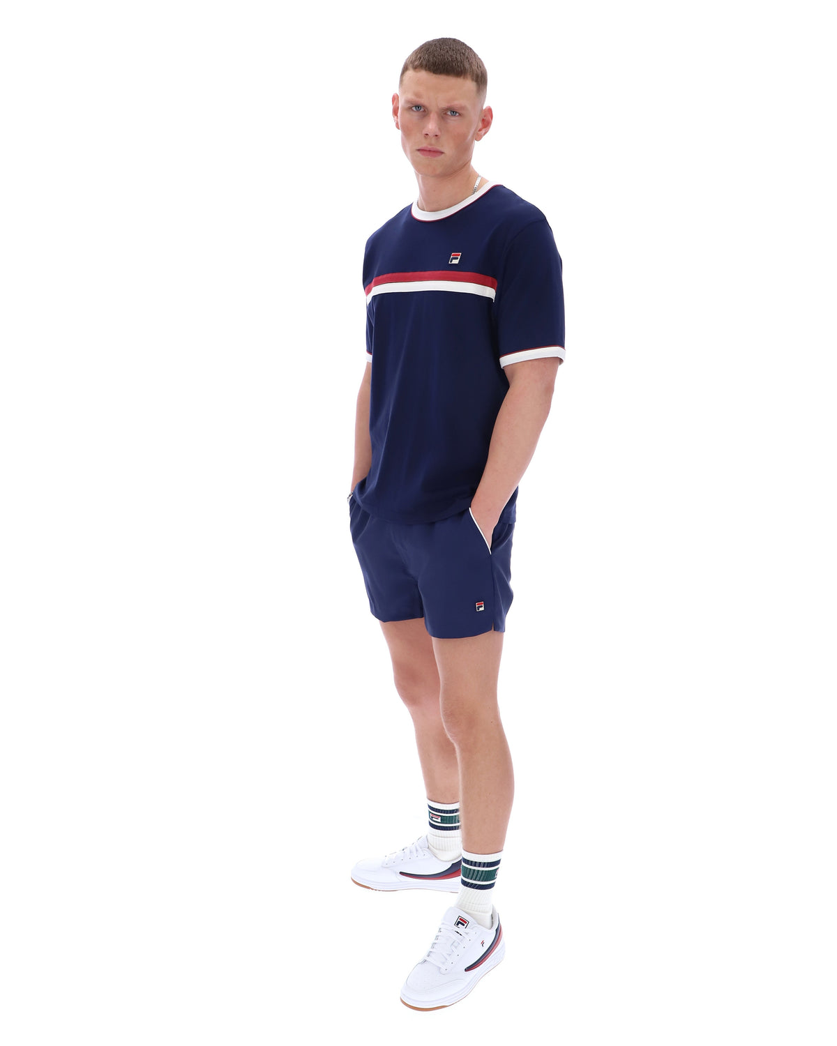 Fila Navy Rosario Tee with Terry Stripes - Navy