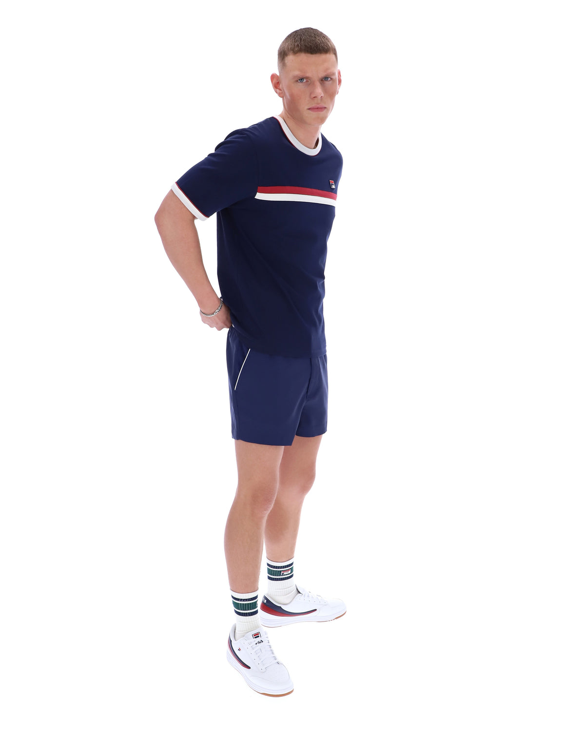 Fila Navy Rosario Tee with Terry Stripes - Navy