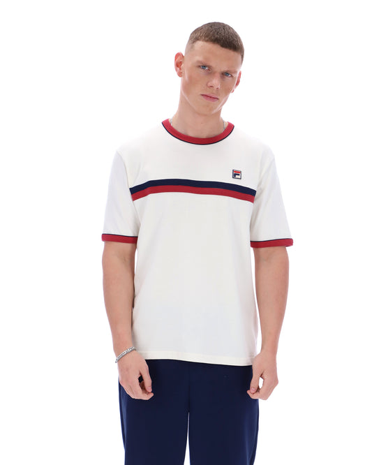 Gardenia Rosario Tee with Terry Stripes - White