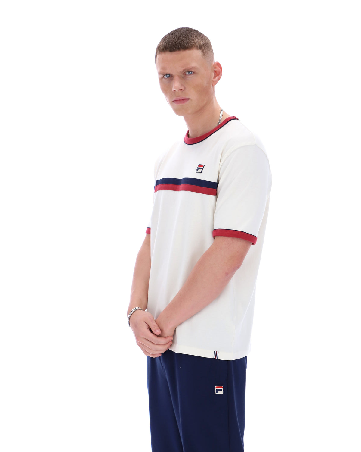 Gardenia Rosario Tee with Terry Stripes - White