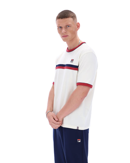 Gardenia Rosario Tee with Terry Stripes - White