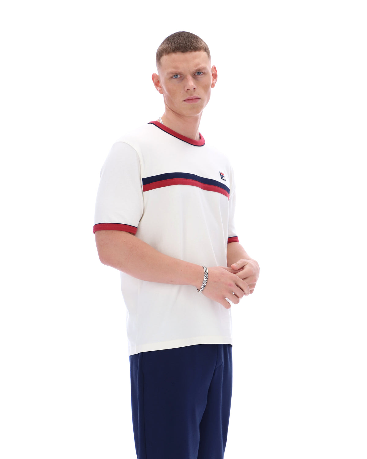 Gardenia Rosario Tee with Terry Stripes - White