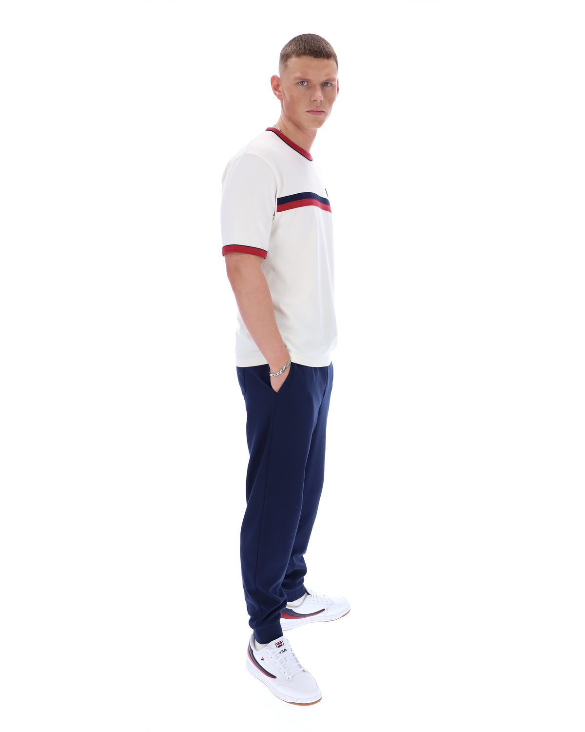Gardenia Rosario Tee with Terry Stripes - White