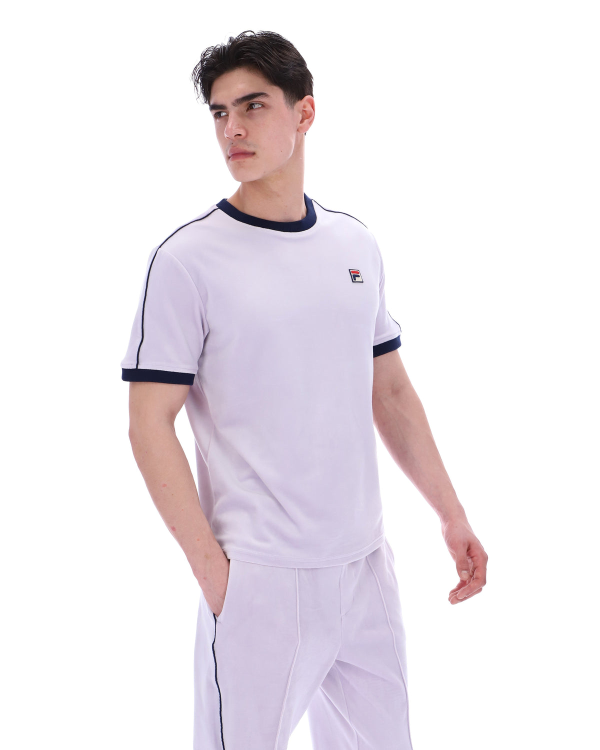 Misty Lilac Basilio Velour Tee - Pale Purple