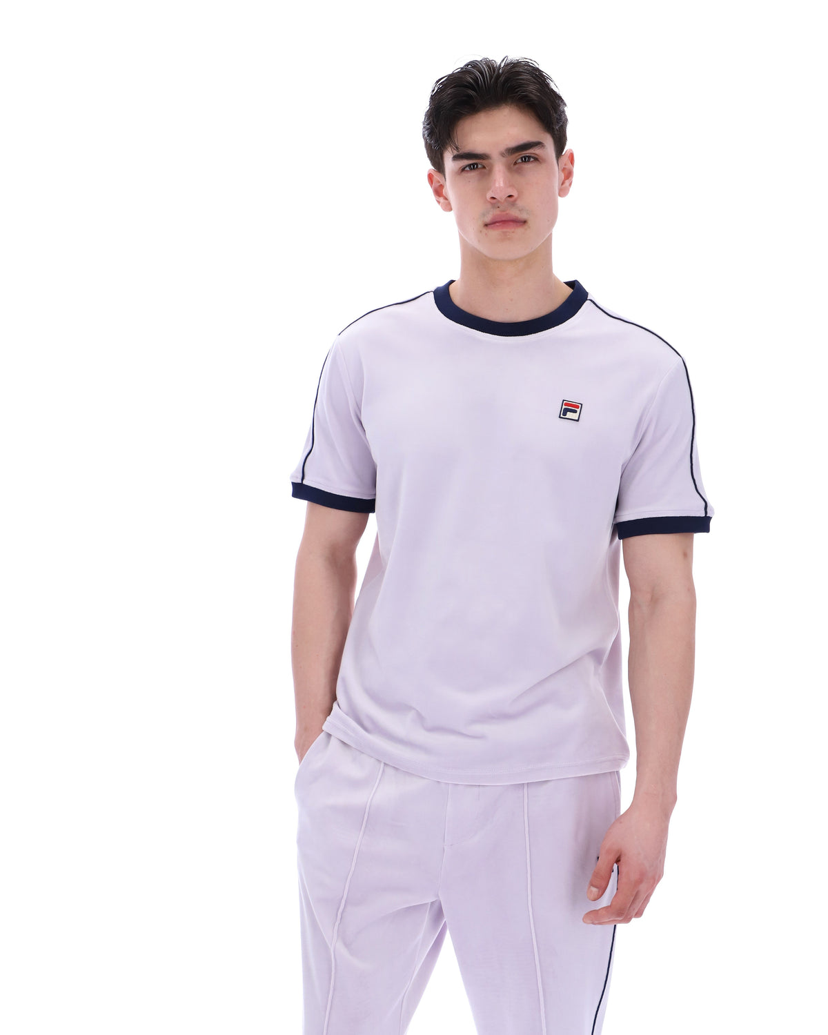 Misty Lilac Basilio Velour Tee - Pale Purple