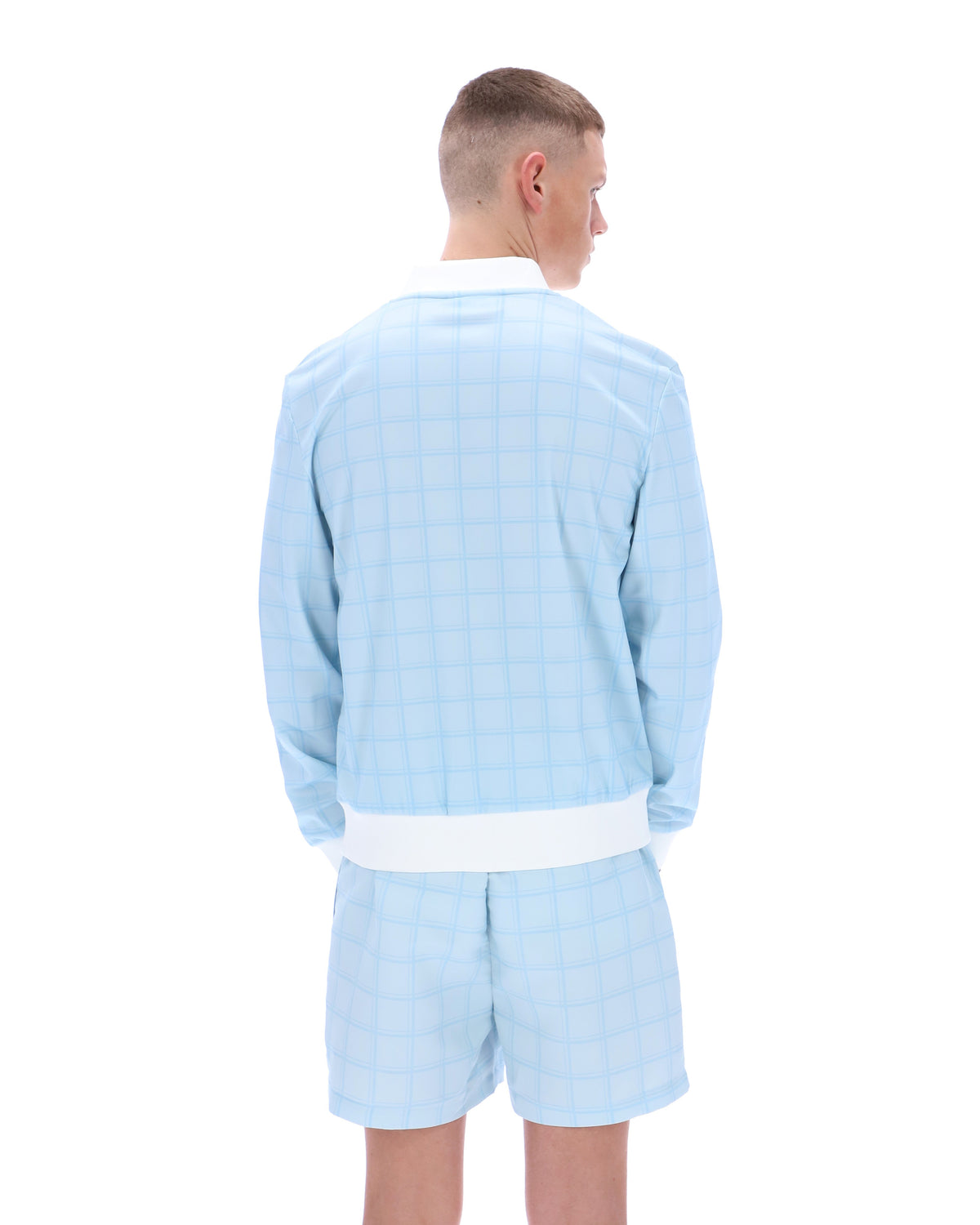 Skyway Filippo Tonal Check Track Top - Baby Blue