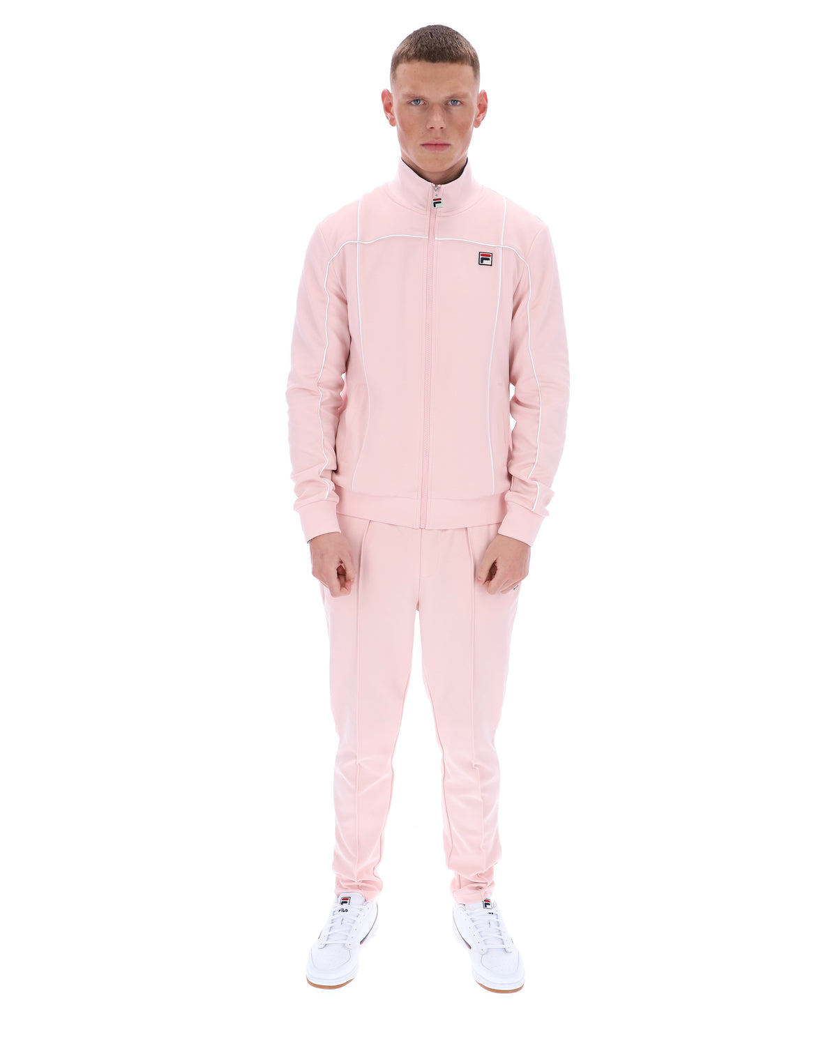 Pale Pink Armando Contrasting Piping Track Top - Light Baby Pink