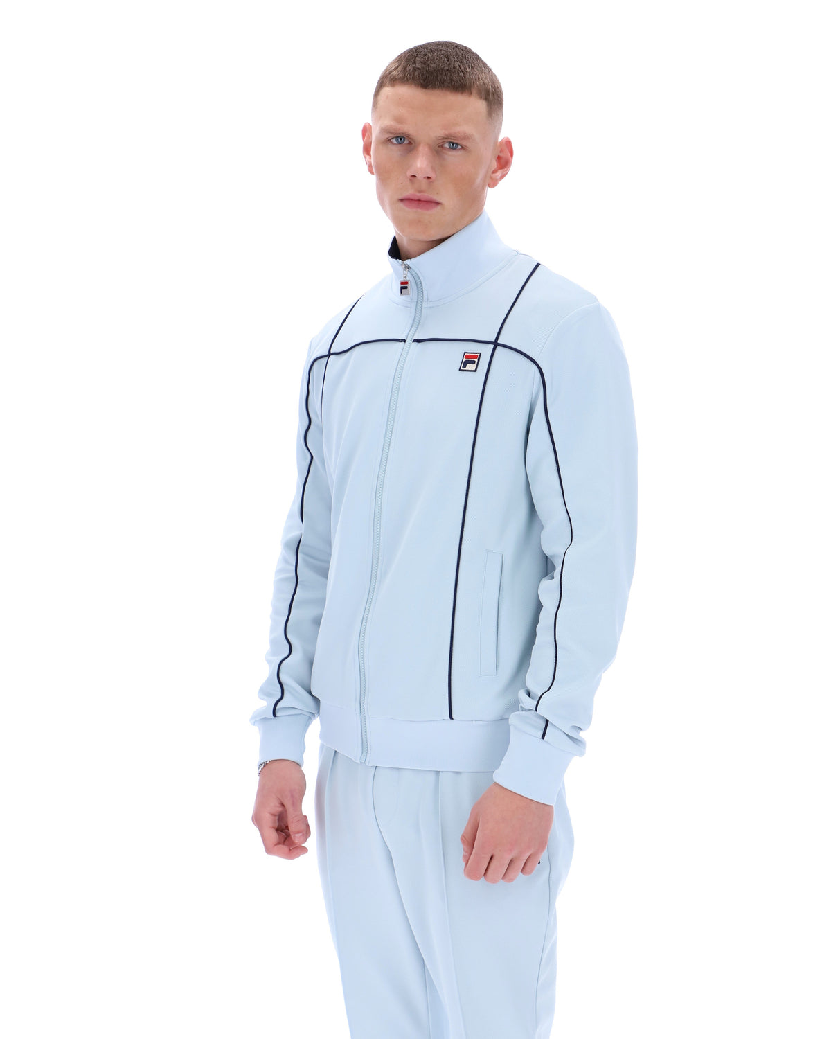 Skyway Armando Contrasting Piping Track Top - Calming Baby Blue