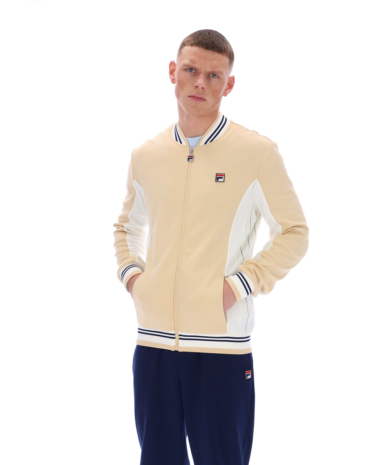 Classic Beige Settanta Baseball Track Top - Cambridge Cream