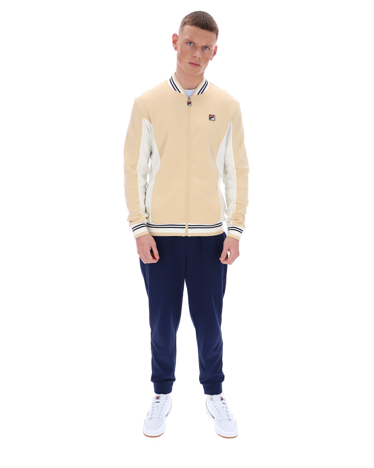 Classic Beige Settanta Baseball Track Top - Cambridge Cream
