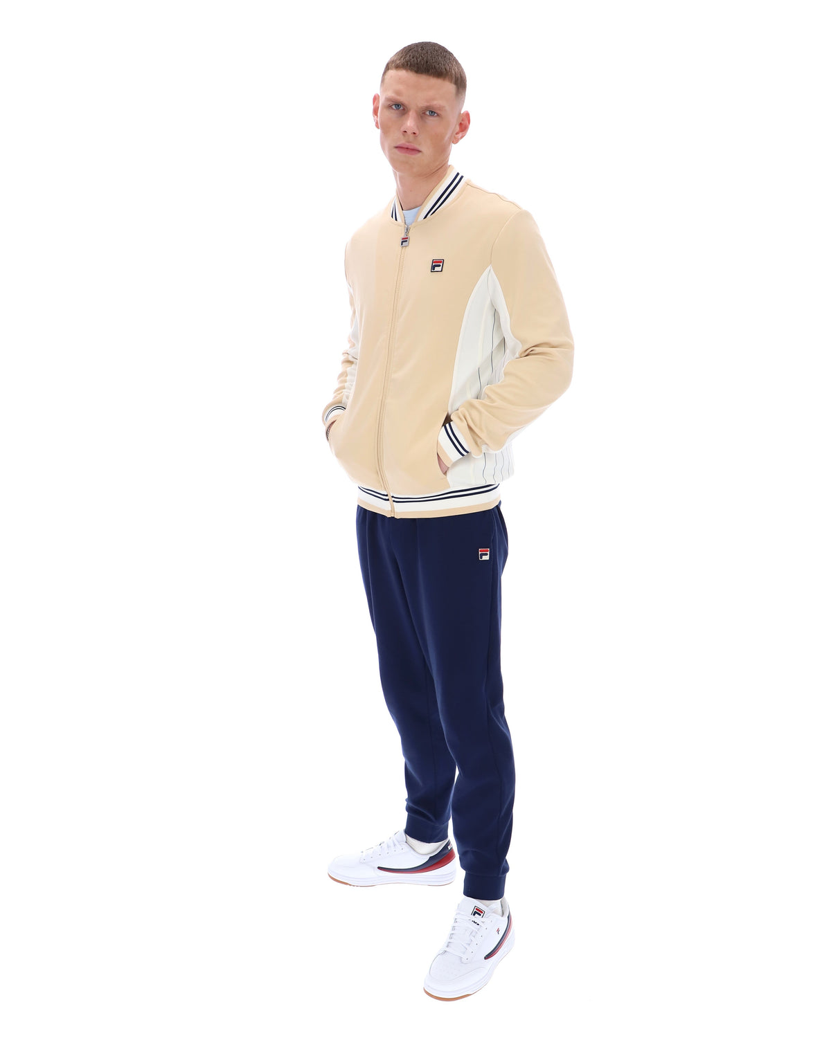 Classic Beige Settanta Baseball Track Top - Cambridge Cream