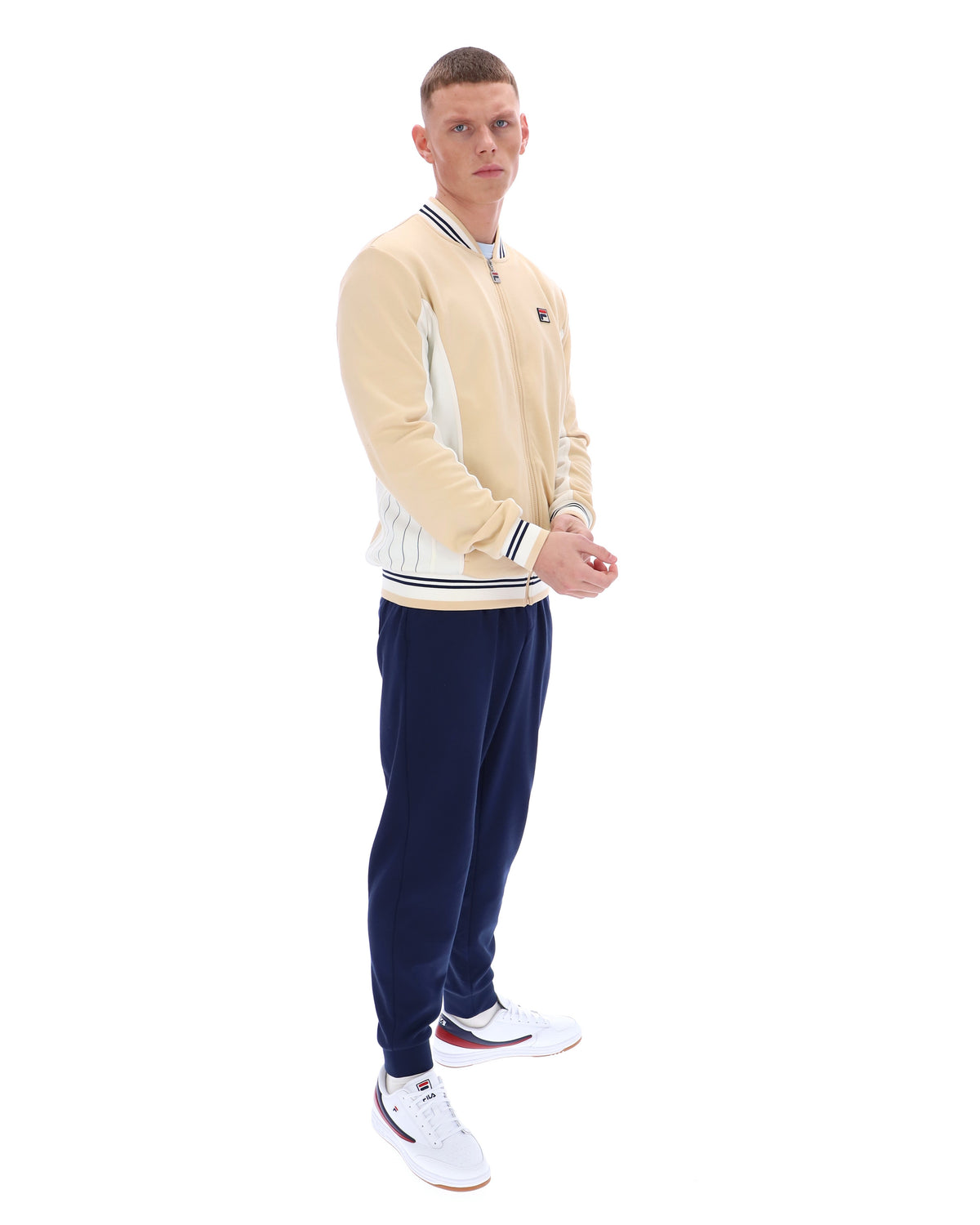 Classic Beige Settanta Baseball Track Top - Cambridge Cream